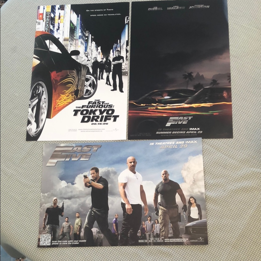 Fast & Furious & Fast Five 11”x17” Movie Poster Lot of 3 Universal - MP004